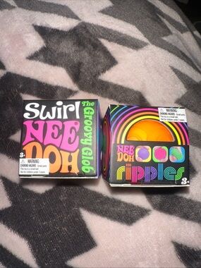 Nee Doh Orange Ripples & Blue Groovy Glob Swirl. 1.5” Diameter. NIB